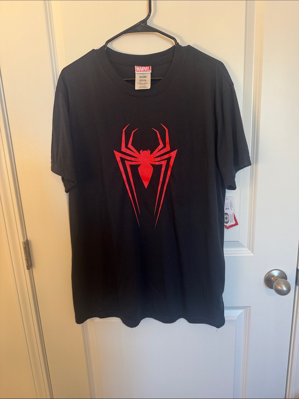 Marvel Black Short Sleeve T-Shirt with Red Spider Emblem